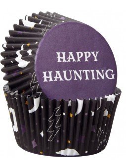 Capacillo Halloween Negro Standard 75 Pzs Happy Haunting Ø5cm Base