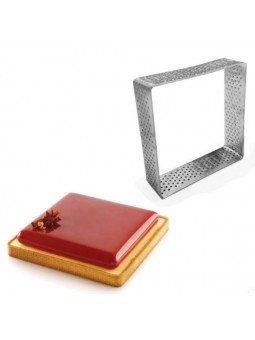 Aro Para Tartaleta Perforado Cuadro Acero Inoxidable 6X6 cm