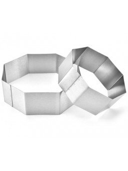 Aro Para Mousse Octágono 2 pzs + Prensa 9.5 y 7.5 cm Acero Inox. Altura 4cm