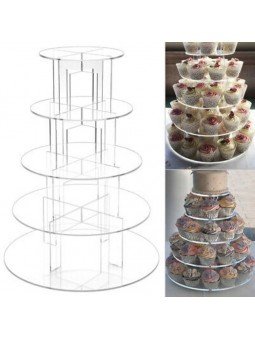 Base Para Pastelitos De Acrílico 5 Niveles Ø35, 30, 25 Y 20 Cm