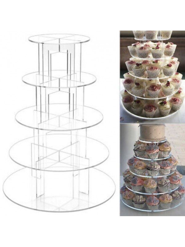 Base Para Pastelitos De Acrílico 5 Niveles Ø35, 30, 25 Y 20 Cm