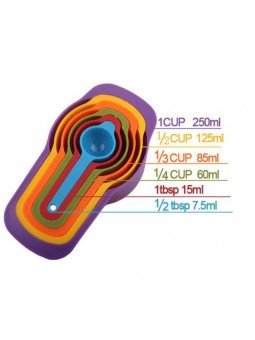 Tazas Medidoras De Colores Apilables 6 Piezas