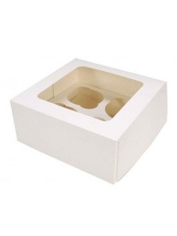 Caja Para Muffin Con Ventana 4 Cavidades 16x16x7cm