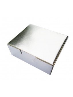 Caja Para Tartaletas, Galletas o Macarrones 20x20x6 De Cartón Plateado