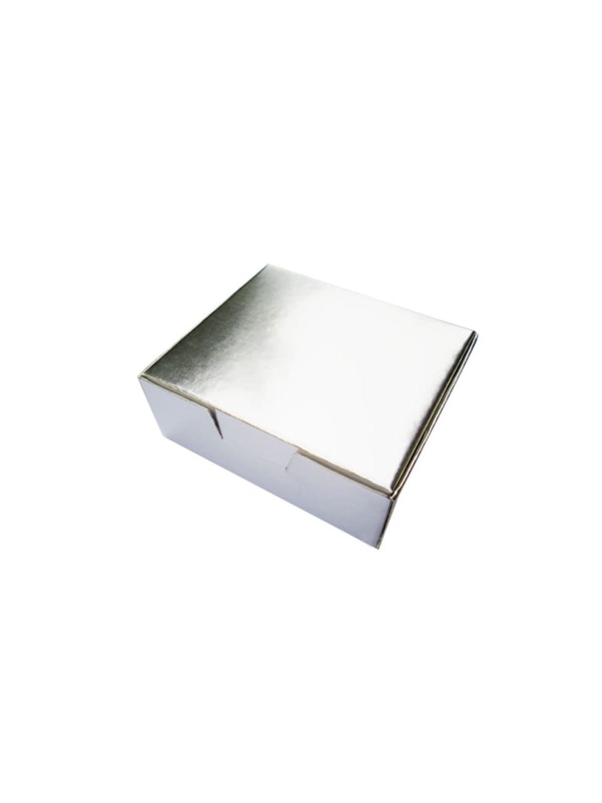 Caja Para Tartaletas, Galletas o Macarrones 20x20x6 De Cartón Plateado