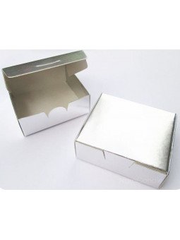 Caja Para Tartaletas, Galletas o Macarrones 20x20x6 De Cartón Plateado