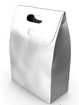 Caja Para Macarrones o Galletas Con Asa Plateada 15x7cm