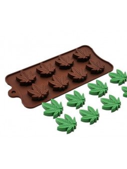 Molde Para Chocolate De Silicón Hoja De Mariguana 8 Cav 20x10cm