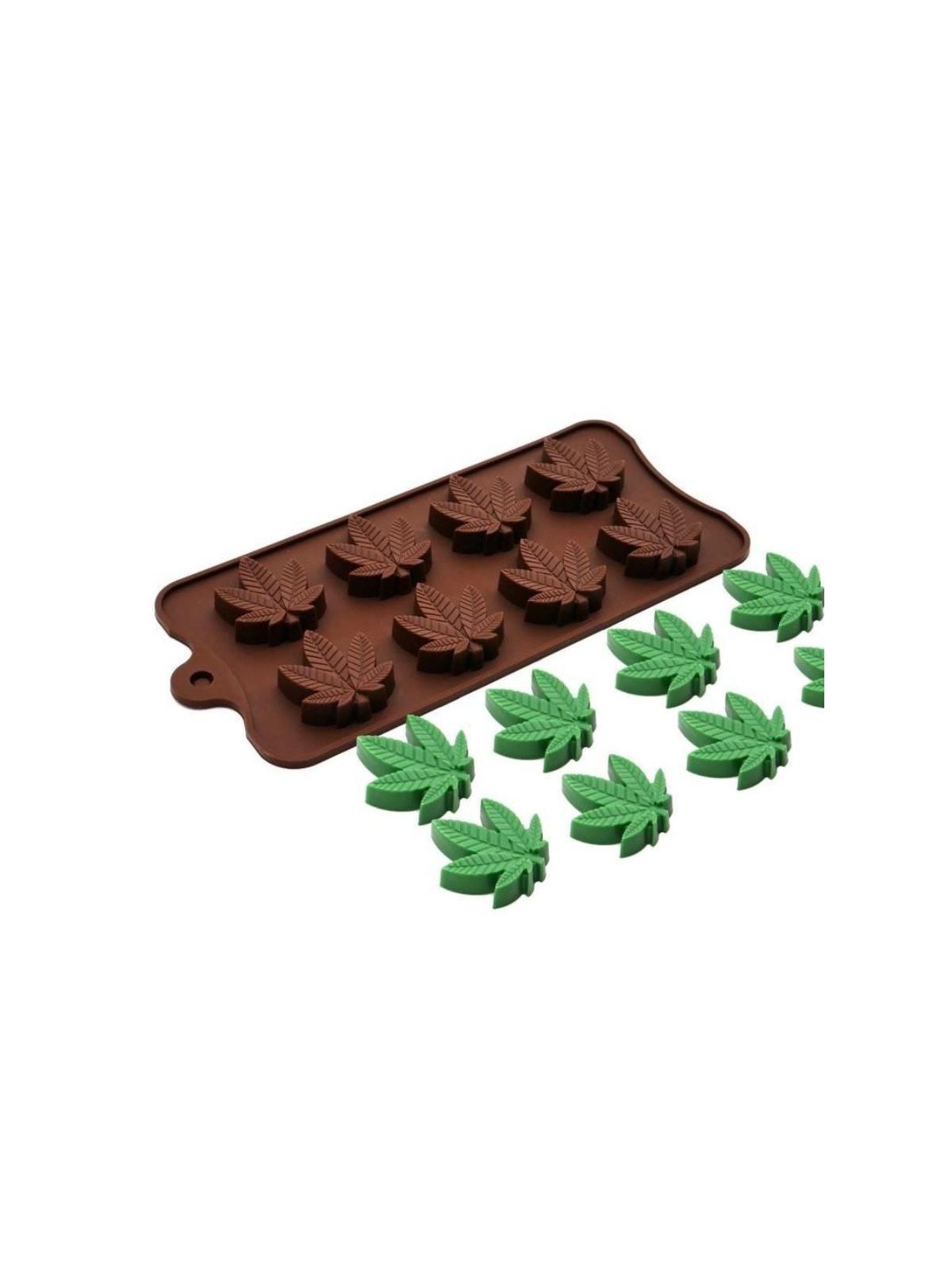 Molde Para Chocolate De Silicón Hoja De Mariguana 8 Cav 20x10cm