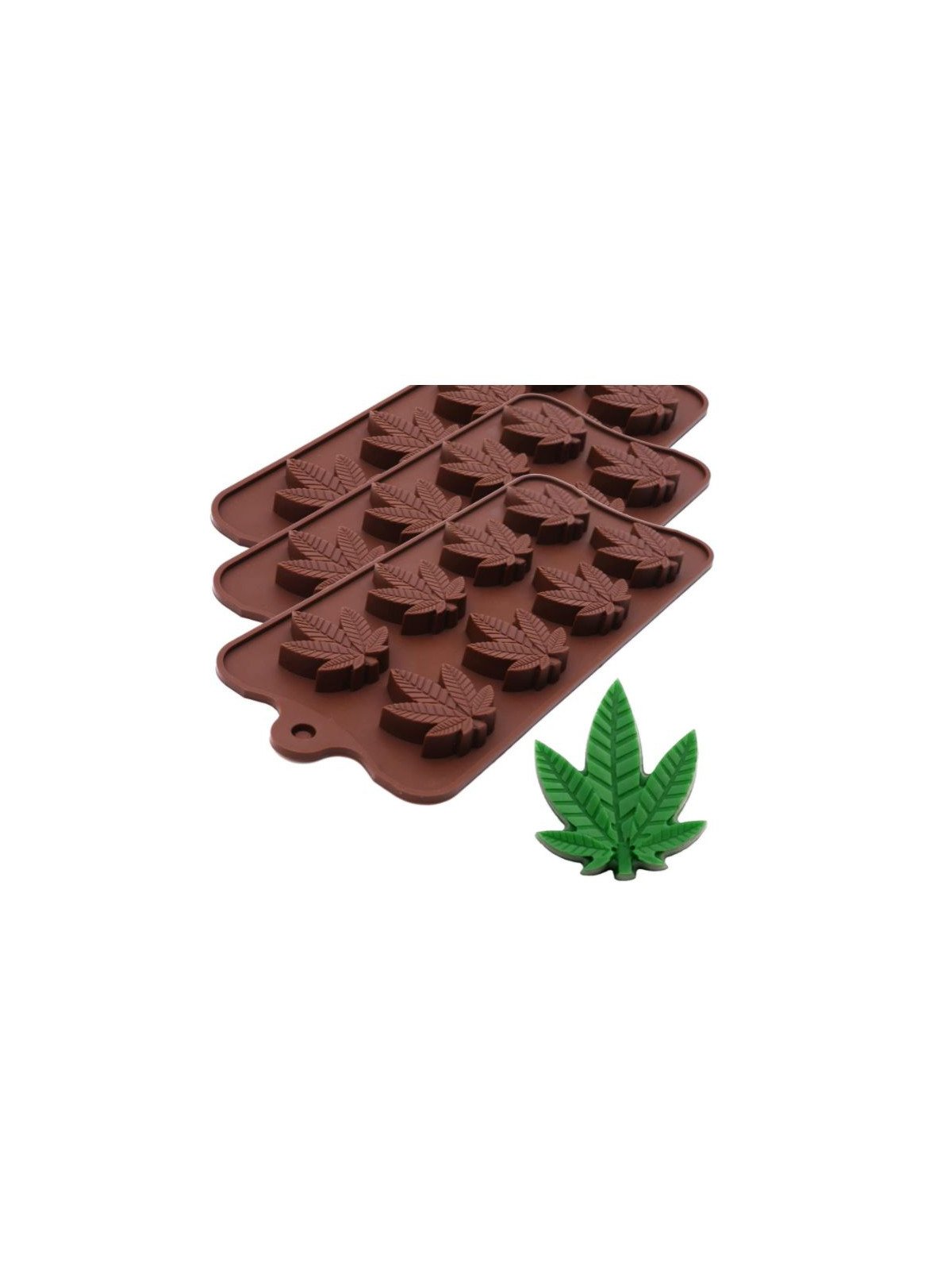 Molde Para Chocolate De Silicón Hoja De Mariguana 8 Cav 20x10cm