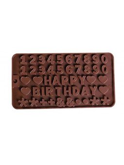 Molde De Silicón Para Chocolate Números y Happy Birthday