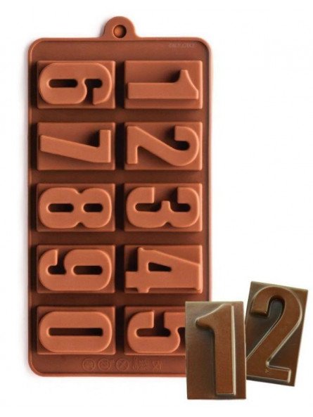 Molde Para Chocolate De Silicón  Números Con Base 10 Cav 20x10cm
