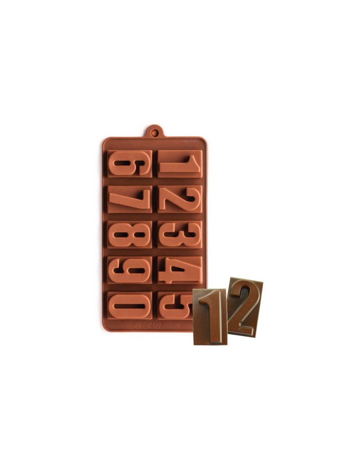 Molde Para Chocolate De Silicón  Números Con Base 10 Cav 20x10cm