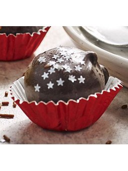 Capacillo Rojo Para Trufa Chica Metálico 50 Pz Ø Base: 2.5cm