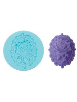 Molde Silicón Fondant Rosa Medallón Ø5.5cm