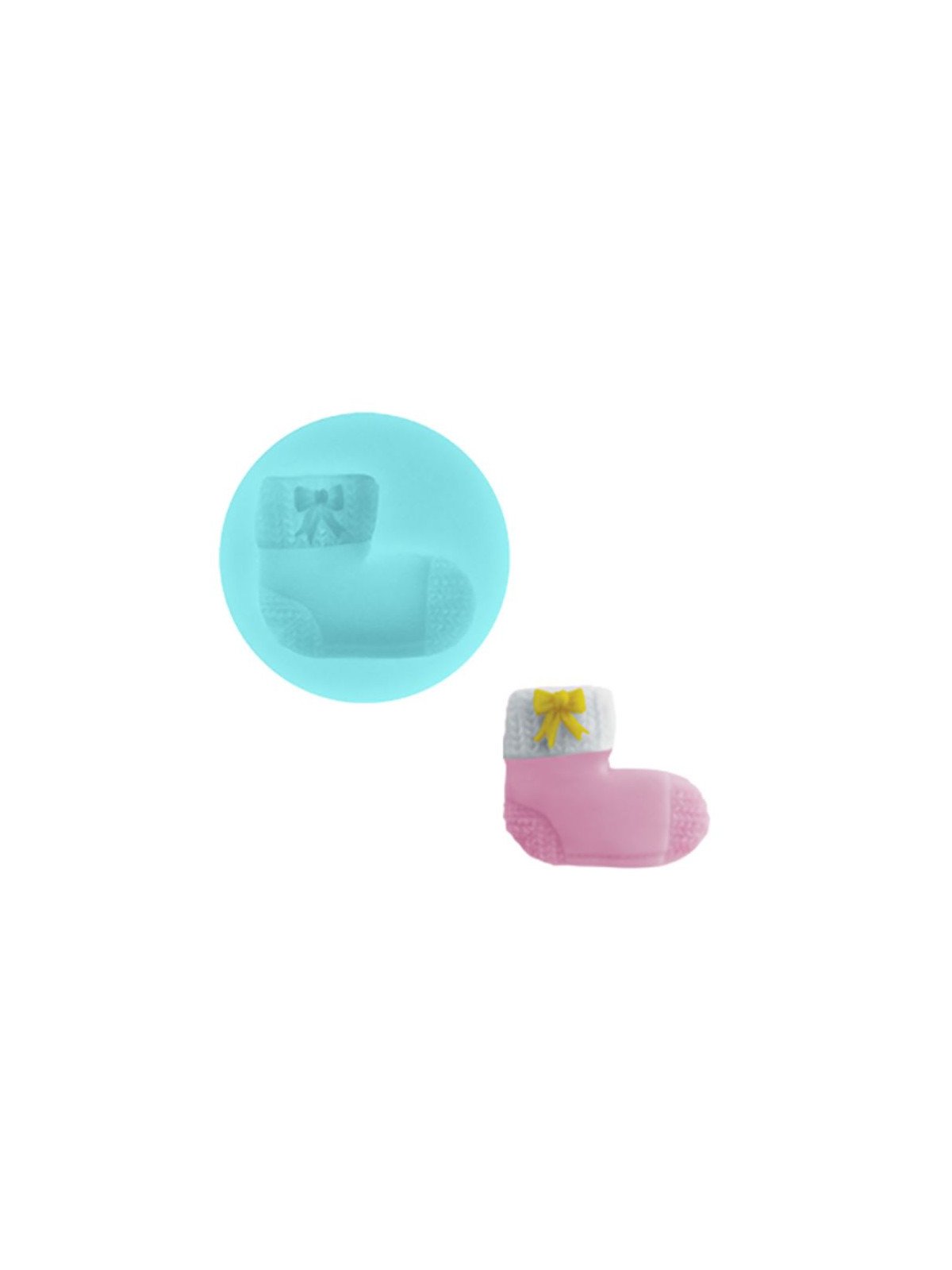 Molde De Silicón Fondant Baby Shower: Calcetín Tejido Ø6cm