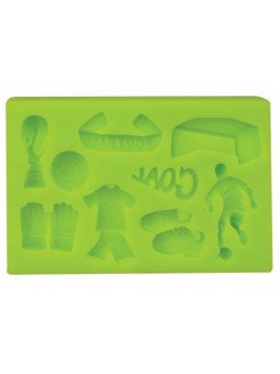 Molde Silicón Fondant Futbol: Cancha, Jugador, Balón 10x6cm