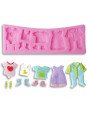 Molde Silicón Fondant Baby Shower: Ropa De Bebe 17x6cm