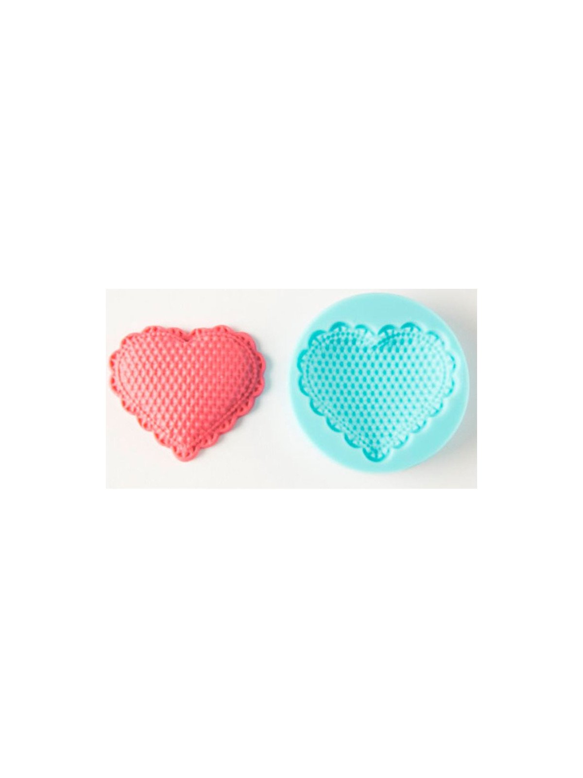 Molde De Silicón Fondant Corazón Filigrana Ø5.5cm