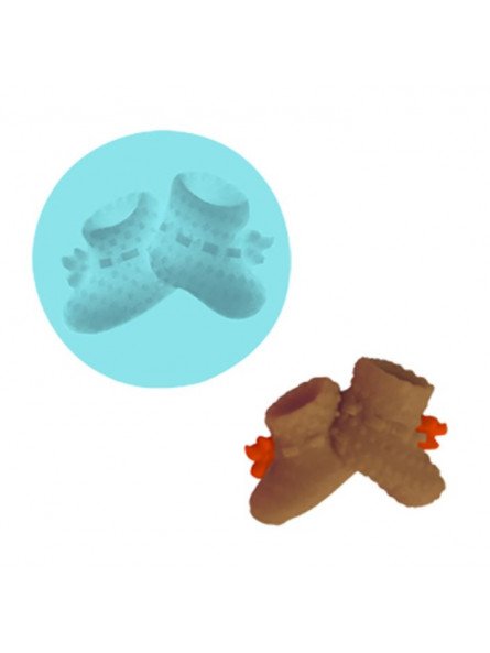 Molde De Silicón Fondant Zapatos Bebé Estambre Ø5.5cm