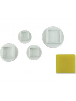 Cortador Fondant Cuadros Eyector 4 Pz 1.8, 1.5, 1.3 y 1cm