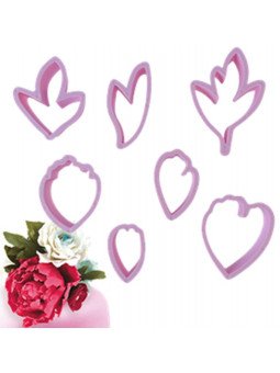 Cortador Fondant  Hojas Y Flores 7 Pz  9cm Plástico