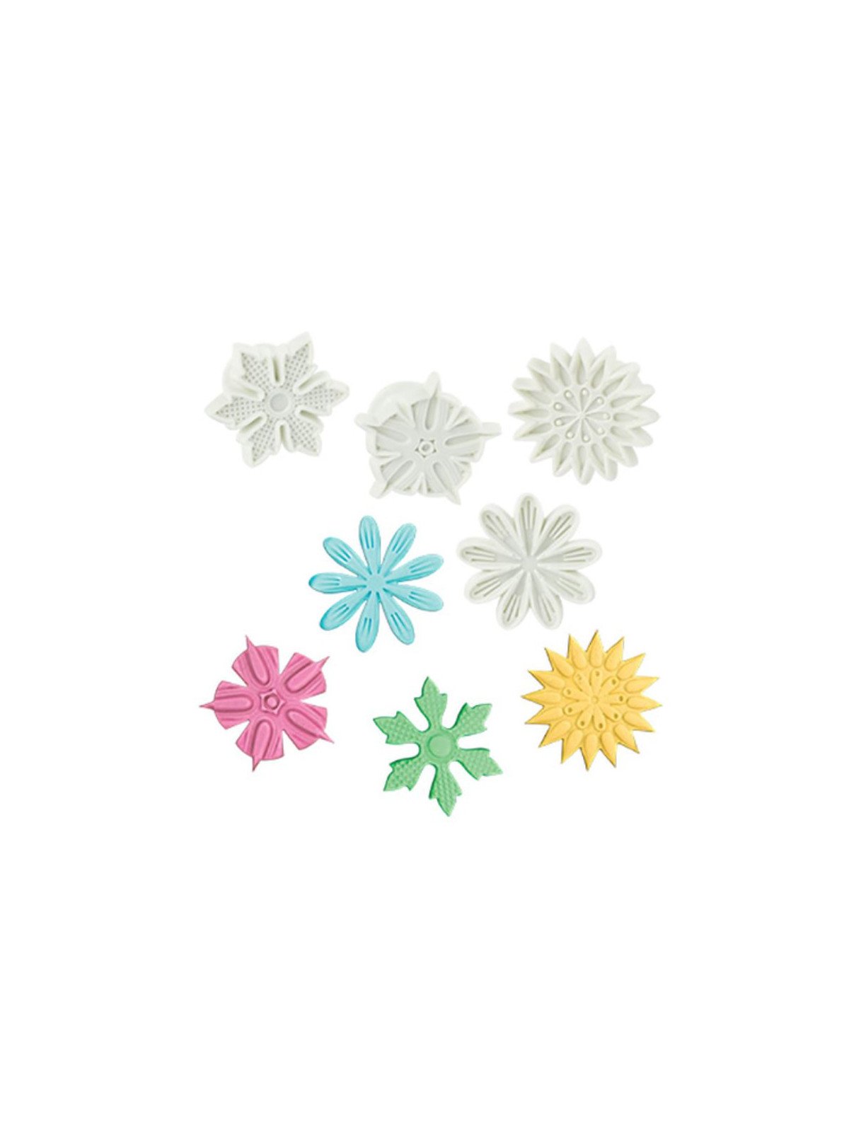 Cortador Fondant Flores 4 Pzs 4.3cm Plástico