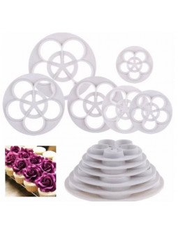 Cortador Fondant Rosa  6 Pzs Ø 4.5 a 10.5 cm Plástico