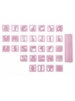 Cortador Fondant Abecedario Minúsculas Con Regla 2.5x5.5cm Cada Letra31Pzs Plástico