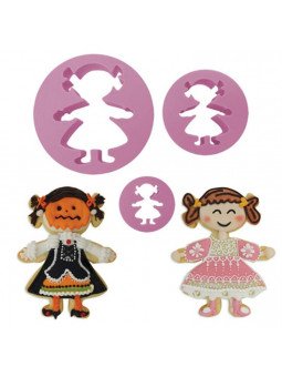 Cortador Fondant Niña 3 Pzs Medidas: 9, 6.5 y 4.3cm Plástico