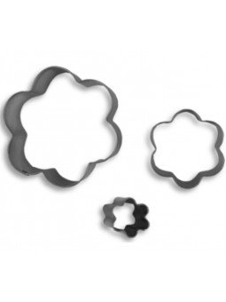 Cortadores Fondant Flores 3 Pzs 6, 4 y 2cm Acero Inoxidable