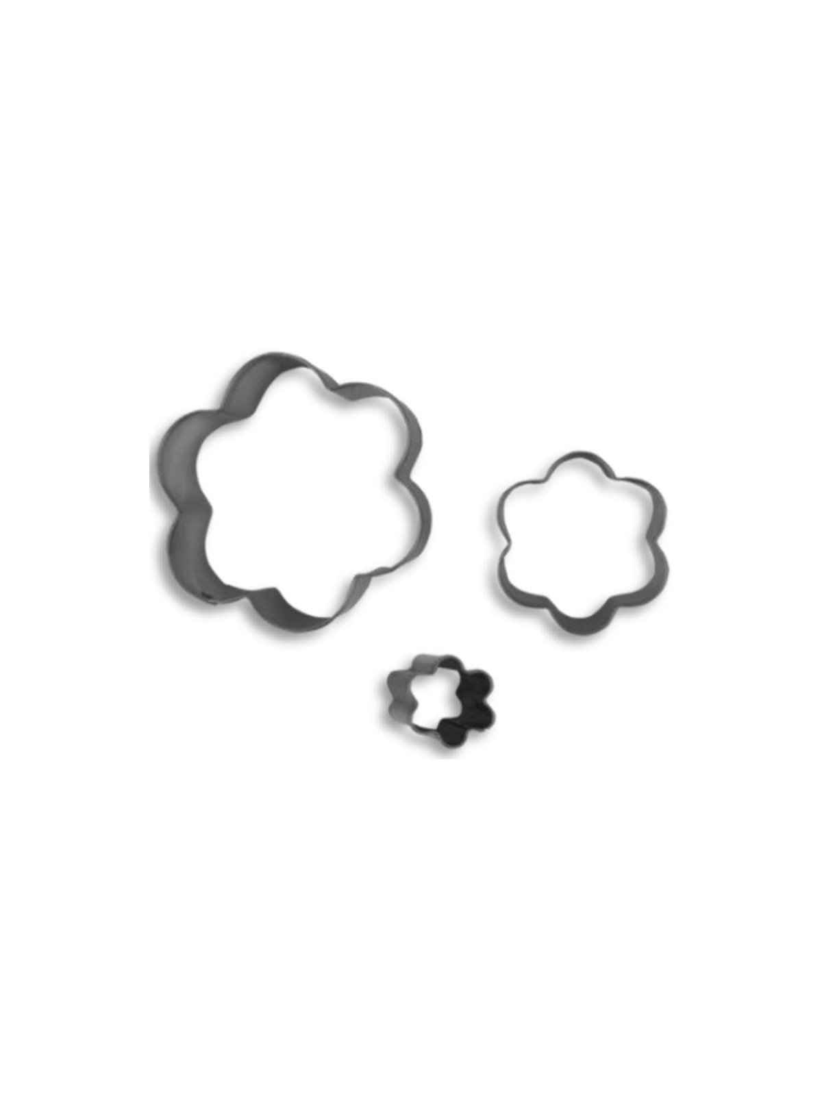 Cortadores Fondant Flores 3 Pzs 6, 4 y 2cm Acero Inoxidable