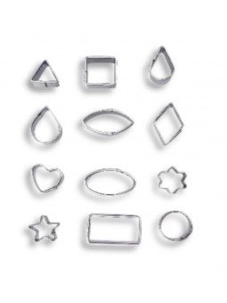 Cortadores Fondant Figuras Geométricas 2 cm 12 Pzs Acero Inoxidable