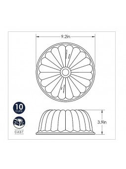 Molde Rosca Bundt 2.4 Litros 10 Tazas