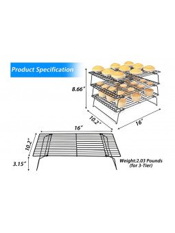 Rejilla Enfriadora Antiadherente Para Galletas 3 Niveles 40x25x22 Altura cm