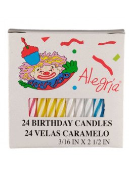 Vela Caramelo Para Pastel Colores Cajita 24 Pzas