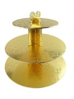 Exhibidor Dorado De Pastelitos De Cartón Rígido 3 Pisos