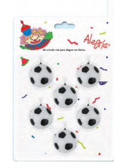 Vela Para Pastel Balones De Fútbol 6 Pzs