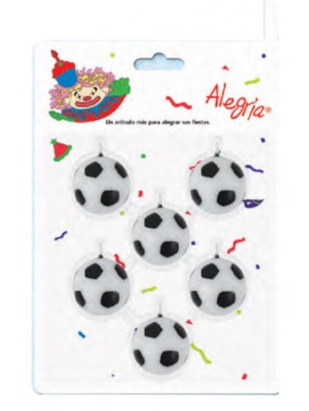 Vela Para Pastel Balones De Fútbol 6 Pzs