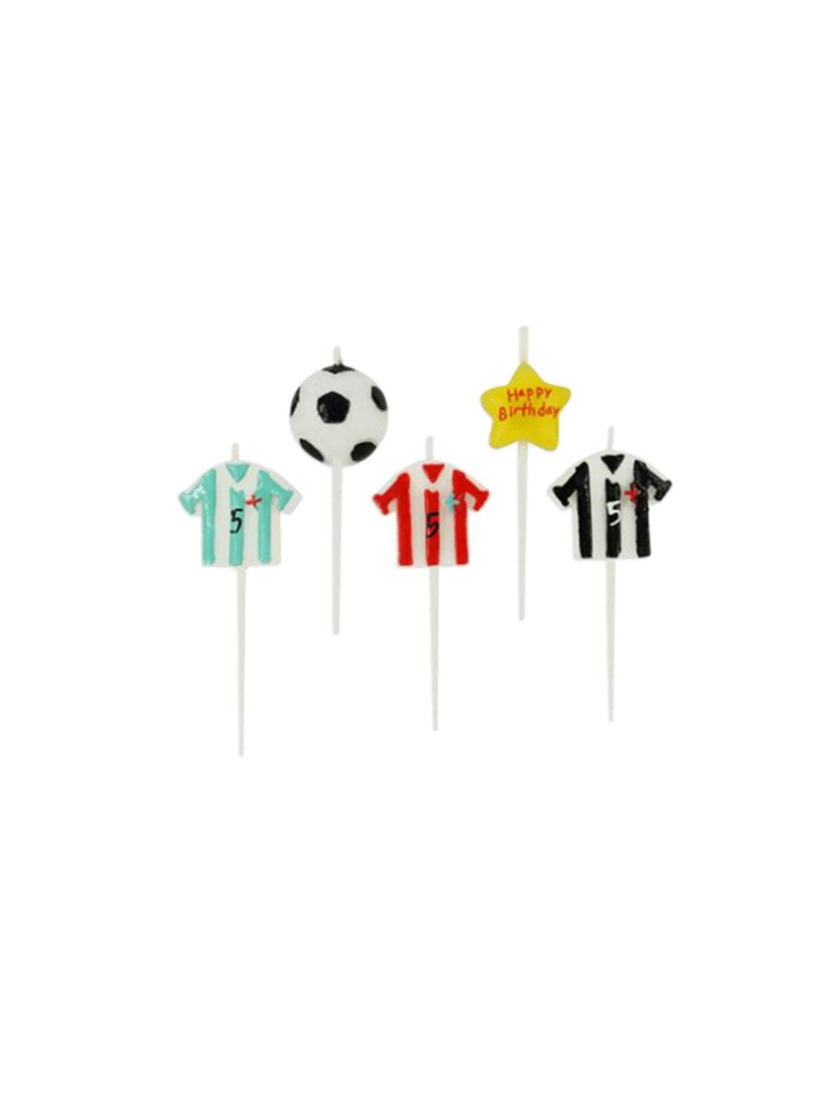 Vela Para Pastel Playeras y Balón De Futbol  5 Pzs