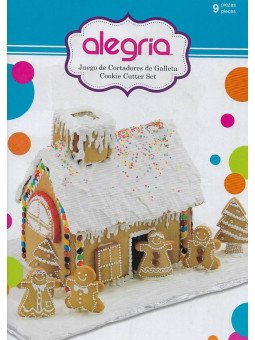Cortador Galleta Navidad: Casa y Muñecos De Jengibre 9 Pzs Acero Inox.