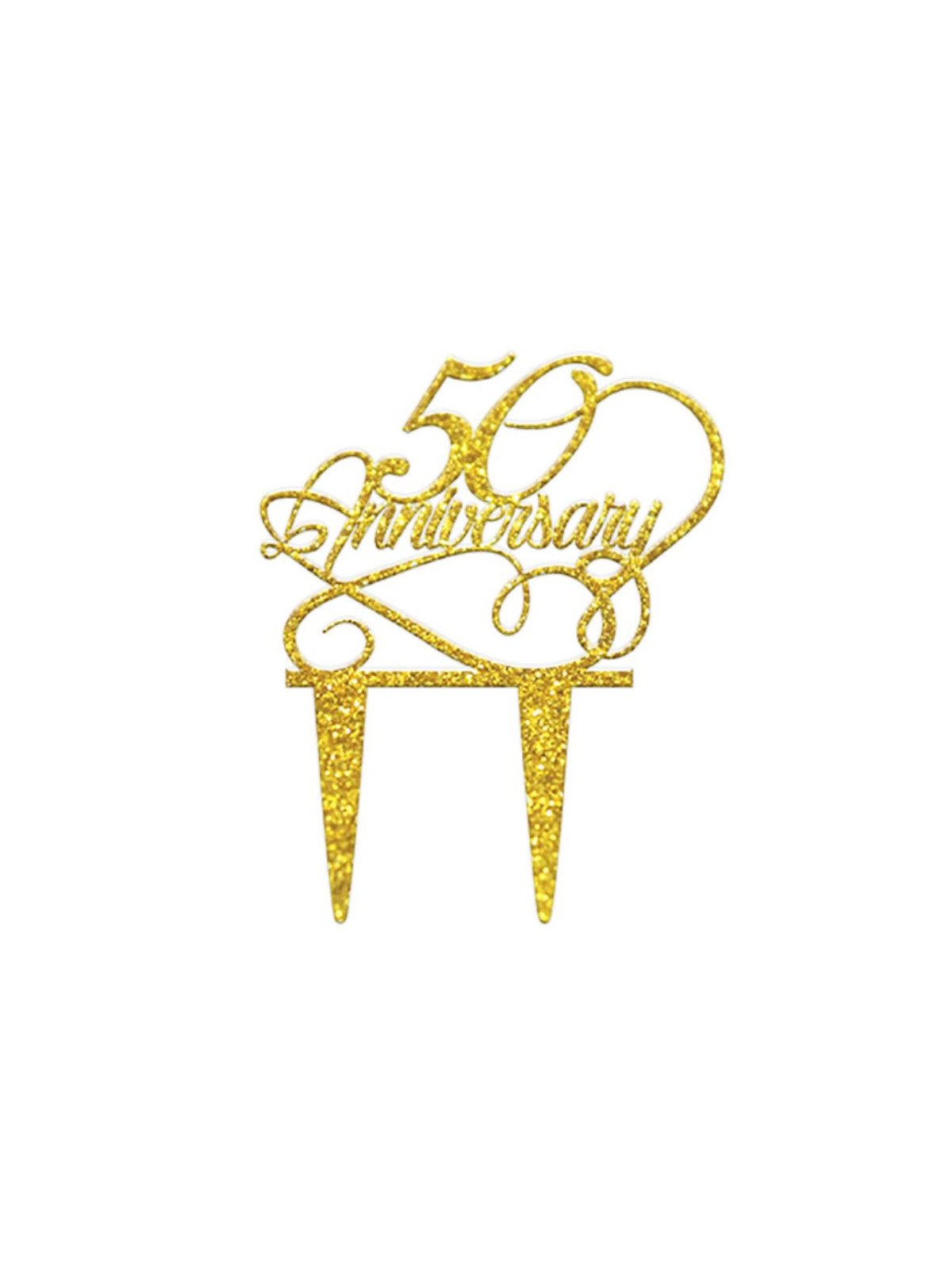 Cake Topper 50 Anniversary Dorado 15x19cm Acrílico