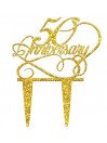 Cake Topper 50 Anniversary Dorado 15x19cm Acrílico