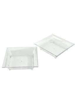 Mini Plato Cuadrado Para Postres 6X6X1.5Cm Transparente 50Pz