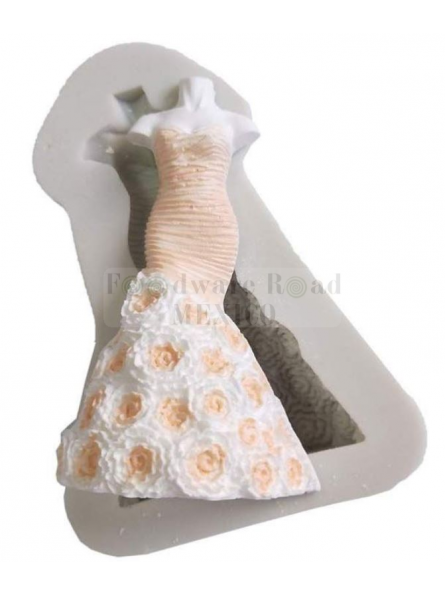 Molde Fondant Silicón Vestido De Novia 3D 6x3cm