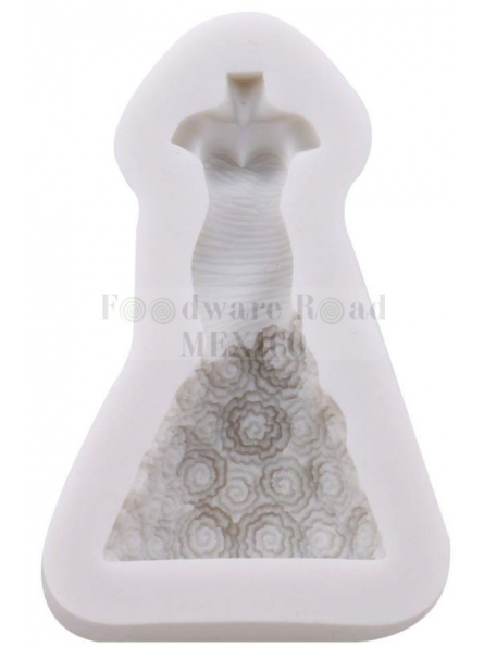 Molde Fondant Silicón Vestido De Novia 3D 6x3cm