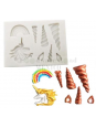 Fondant Molde De Silicón Mini Unicornio, Arcoiris, Orejas y Cuernos