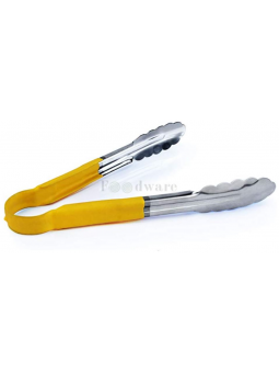 Pinza Para Alimentos Acero Inox. 30 cm Mango Plastificado Amarillo