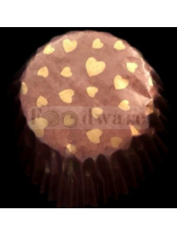 Capacillo Café Para Trufas Con Corazones Oro 250 Pzs Base 3cm Altura 2cm