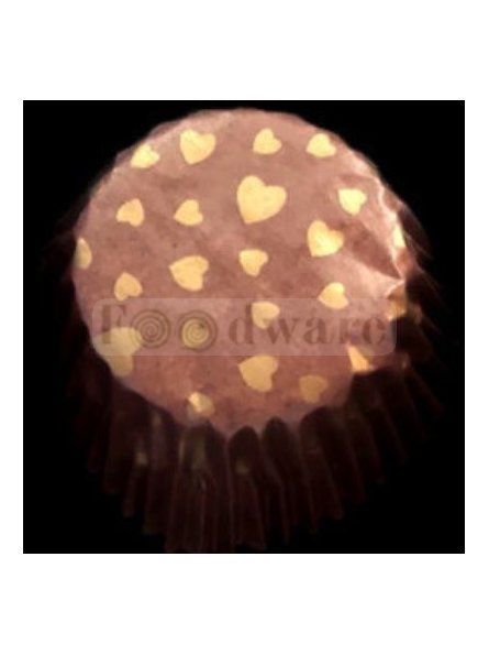 Capacillo Café Para Trufas Con Corazones Oro 250 Pzs Base 3cm Altura 2cm